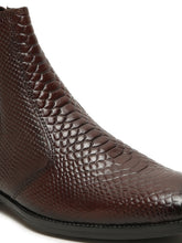 Load image into Gallery viewer, Men&#39;s Croco Texture Brown Leathers Boots
