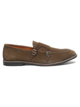 Load image into Gallery viewer, Teakwood Leather Men Solid Olive Round-Toe Monks- Clearance sale
