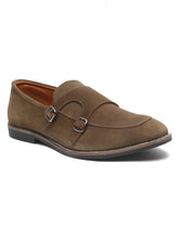 Load image into Gallery viewer, Teakwood Leather Men Solid Olive Round-Toe Monks- Clearance sale
