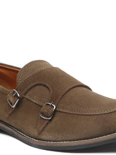 Load image into Gallery viewer, Teakwood Leather Men Solid Olive Round-Toe Monks- Clearance sale
