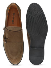 Load image into Gallery viewer, Teakwood Leather Men Solid Olive Round-Toe Monks- Clearance sale
