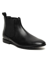 Load image into Gallery viewer, Men's Black Solid Leather Mid-Top Chelsea Boots
