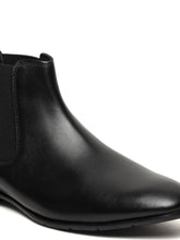 Load image into Gallery viewer, Men's Black Solid Leather Mid-Top Chelsea Boots
