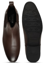 Load image into Gallery viewer, Men's Brown Solid Leather Mid-Top Chelsea Boots

