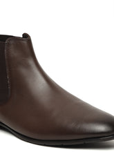 Load image into Gallery viewer, Men's Brown Solid Leather Mid-Top Chelsea Boots
