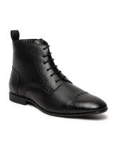 Load image into Gallery viewer, Men's Black Laser Cut-Work Leather Chukka Boots
