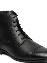 Load image into Gallery viewer, Men's Black Laser Cut-Work Leather Chukka Boots
