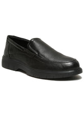 Load image into Gallery viewer, Men Black Leather Solid Slip-On Shoes
