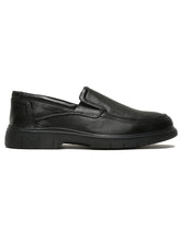 Load image into Gallery viewer, Men Black Leather Solid Slip-On Shoes
