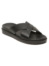 Load image into Gallery viewer, Men&#39;s Black Leather Criss - Cross Slippers
