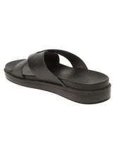 Load image into Gallery viewer, Men&#39;s Black Leather Criss - Cross Slippers
