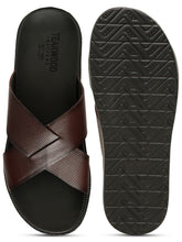 Load image into Gallery viewer, Men&#39;s Brown Leather Criss - Cross Slippers
