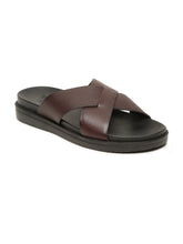 Load image into Gallery viewer, Men&#39;s Brown Leather Criss - Cross Slippers
