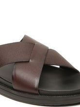 Load image into Gallery viewer, Men&#39;s Brown Leather Criss - Cross Slippers
