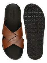 Load image into Gallery viewer, Men&#39;s Tan Leather Criss - Cross Slippers
