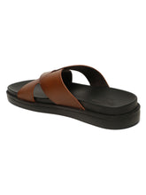 Load image into Gallery viewer, Men&#39;s Tan Leather Criss - Cross Slippers
