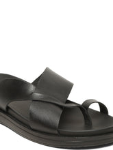 Load image into Gallery viewer, Men&#39;s Black Leather Toe Loop Sandals
