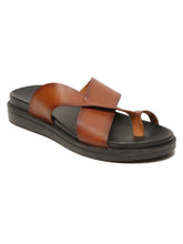 Load image into Gallery viewer, Men&#39;s Tan Leather Toe Loop Sandals
