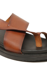 Load image into Gallery viewer, Men&#39;s Tan Leather Toe Loop Sandals
