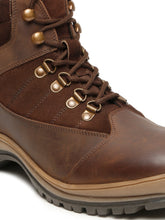 Load image into Gallery viewer, Men&#39;s Brown Leather Mid-Top Hiking Boots
