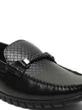 Load image into Gallery viewer, Men's Black Weave Pattern Leather 360 Loafers

