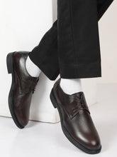 Load image into Gallery viewer, Men&#39;s Brown Texture Leather Derbies Shoes
