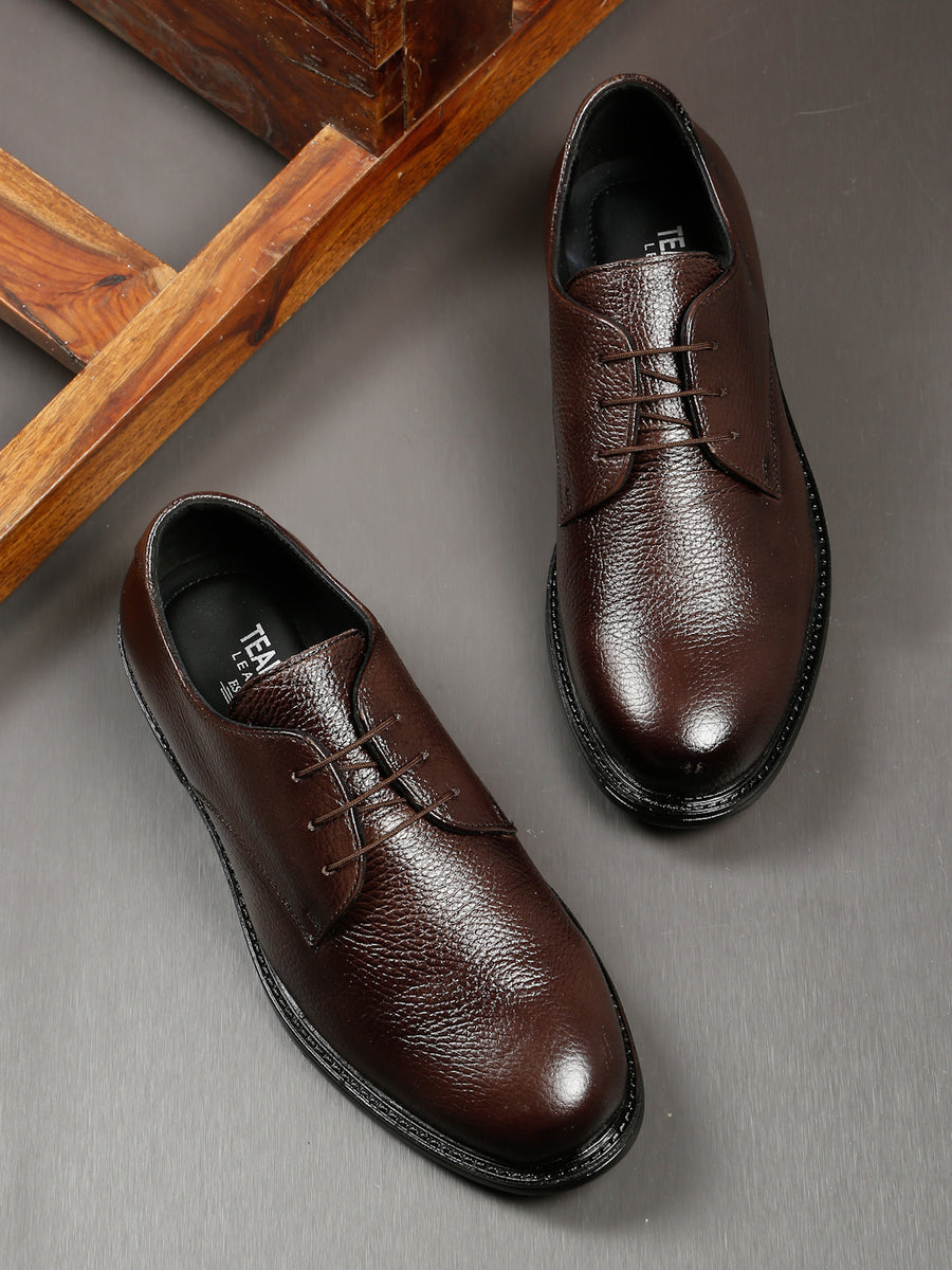Men’s Tmoro Textured Leather Formal Derby Shoes – Teakwood Leathers