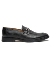 Load image into Gallery viewer, Teakwood Leathers Men Textured Black Square-toe Loafers
