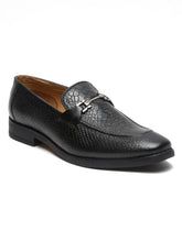 Load image into Gallery viewer, Teakwood Leathers Men Textured Black Square-toe Loafers

