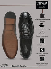 Load image into Gallery viewer, Men&#39;s Black Texture Patterned Leather Loafers
