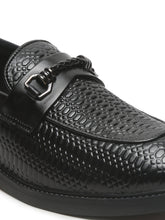 Load image into Gallery viewer, Men&#39;s Black Texture Patterned Leather Loafers
