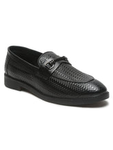 Load image into Gallery viewer, Men&#39;s Black Texture Patterned Leather Loafers
