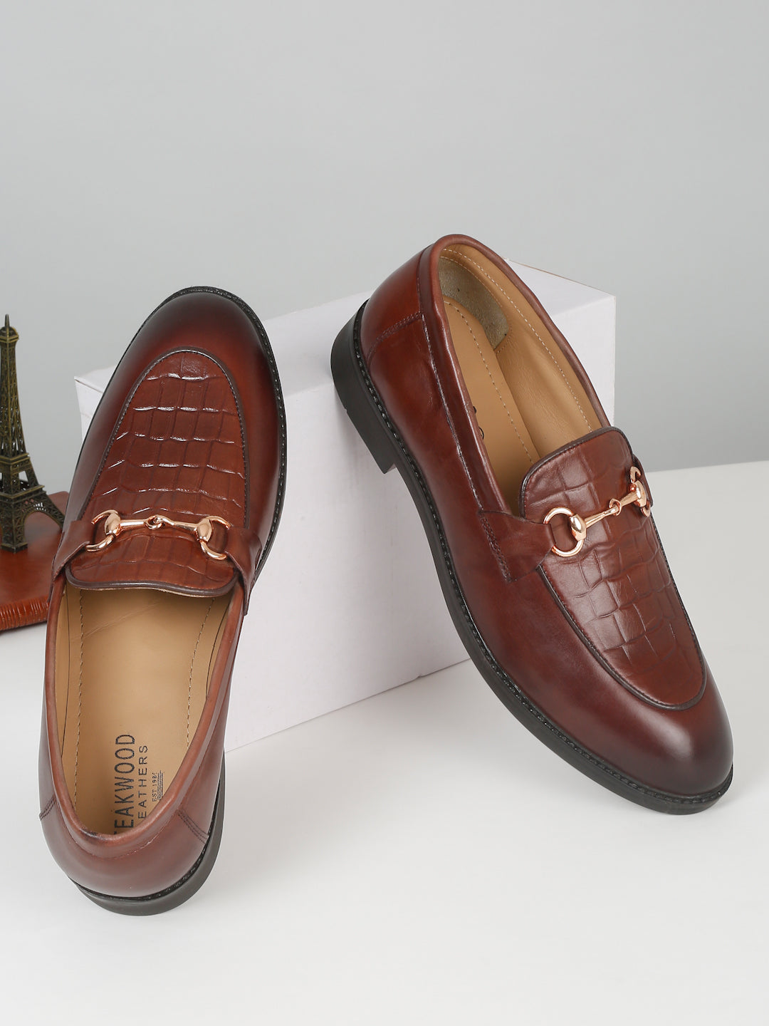 Men's Brown Croco Texture Leather Loafers – Teakwood Leathers