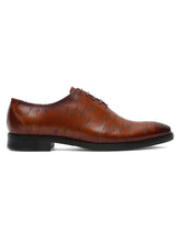 Load image into Gallery viewer, Men Brown Printed Leather Formal Oxford Shoes
