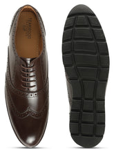 Load image into Gallery viewer, Men Brown Leather Lace-Up Brogue Derby Shoes
