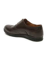 Load image into Gallery viewer, Men Brown Leather Lace-Up Brogue Derby Shoes
