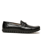 Load image into Gallery viewer, Men's Black Solid Leather Loafers
