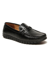 Load image into Gallery viewer, Men's Black Solid Leather Loafers
