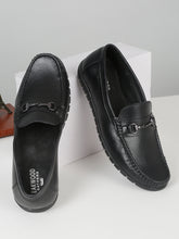 Load image into Gallery viewer, Men&#39;s Black Solid Leather Loafers
