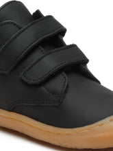 Load image into Gallery viewer, Kid&#39;s Black Leather With Velcro Closure Comfort Insole Sneakers
