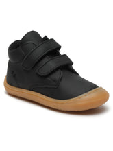 Load image into Gallery viewer, Kid&#39;s Black Leather With Velcro Closure Comfort Insole Sneakers
