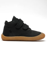 Load image into Gallery viewer, Kid&#39;s Black Leather With Velcro Closure Comfort Insole Sneakers
