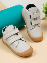 Load image into Gallery viewer, Kid&#39;s Grey Leather With Velcro Closure Comfort Insole Sneakers
