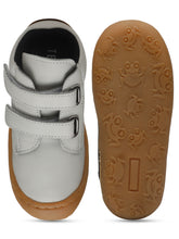 Load image into Gallery viewer, Kid&#39;s Grey Leather With Velcro Closure Comfort Insole Sneakers
