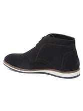 Load image into Gallery viewer, Men Suede Navy Mid Top Lace-Up Boots

