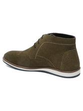Load image into Gallery viewer, Men Suede Olive Mid Top Lace-Up Boots
