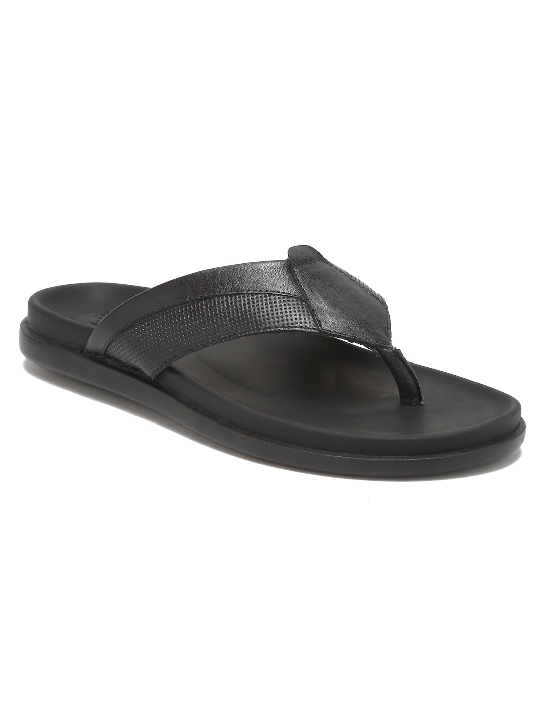 Men s Black Leather Slip On Sandals Teakwood Leathers