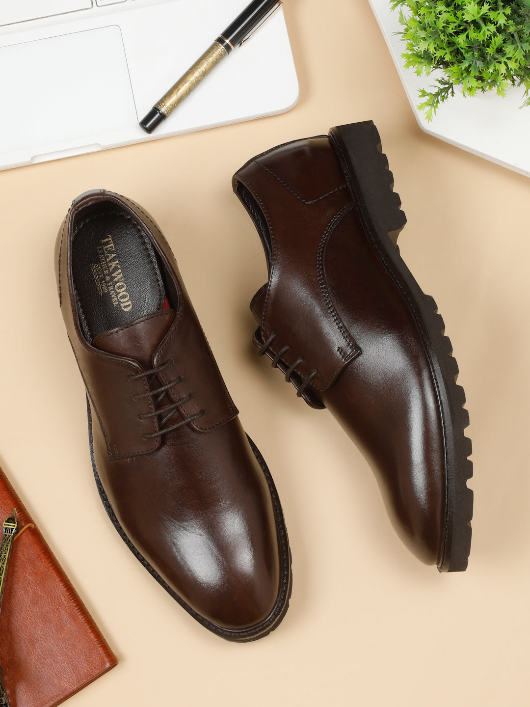 Men's Brown Leather Formal shoes Teakwood Leathers Men's Brown Leather Formal shoes Teakwood Leathers