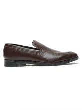 Load image into Gallery viewer, Men Brown Solid Leather Formal Slip-On Shoes
