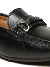 Load image into Gallery viewer, Men Black Solid Leather Formal Loafers

